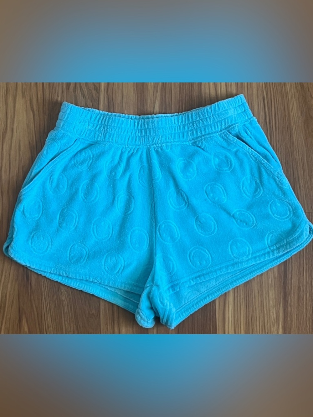 Offline Aerie Blue Terry Cloth Smiley Face Lounge Shorts Size S